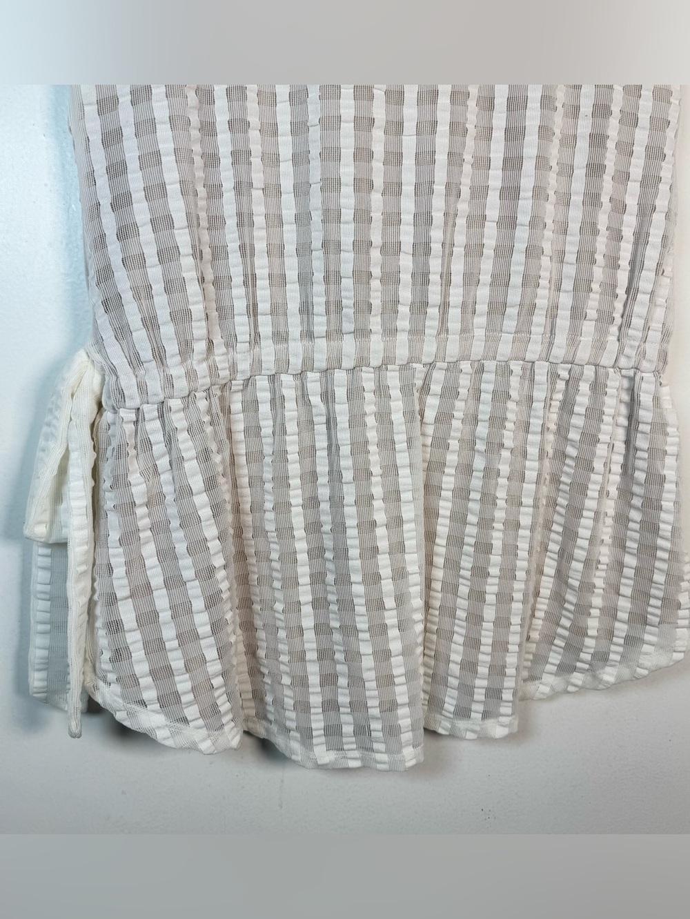 Anthropologie Deletta sleeveless Cream Textured peplum top Women’s Medium Gauzy - Picture 4 of 6